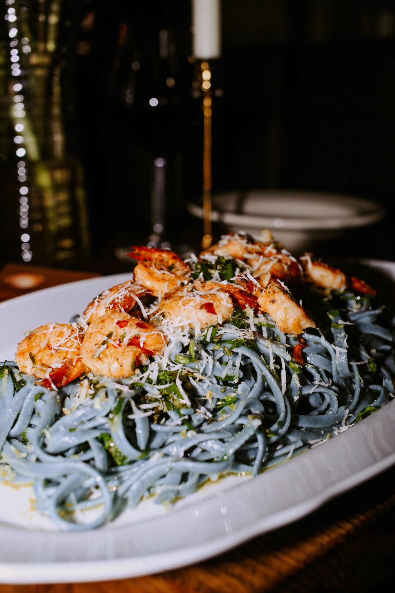 Linguine Nests (Butterfly pea & Lion's Mane)